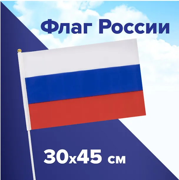Флаг России ручной, полотно 30*45 см, подвес 2978803 — 2