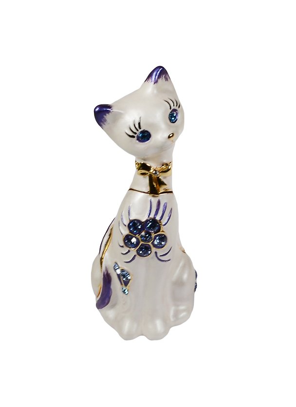 Шкатулка Кошка сидячая голубые камни (AD181-3) 2522667 — 1