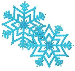 Набор пластиковых украшений "Снежинки с блестками", 18 см, 2 штуки