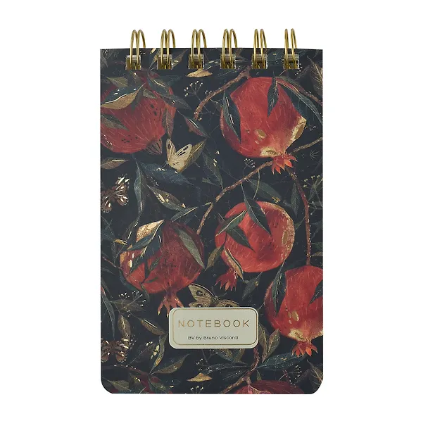 Блокнот А6- 100л лин. "FLORA.ГРАНАТ" тверд.обл., мат.лам.soft-touch, фольга, спираль, BrunoVisconti 3158898 — 1