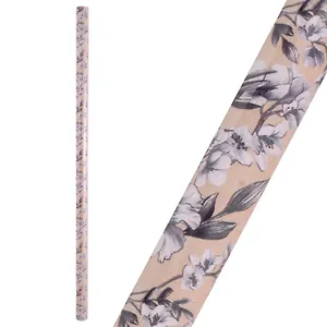 Бумага упаковочная 70*100см "Белые цветы на бежевом" глянц., инд.уп.