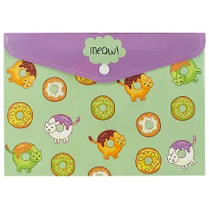 Папка-конверт А5 на кнопке "Кошки-пончики"