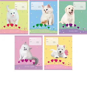 Тетрадь в линейку Unnika, "Белые и пушистые (котята и щенки)", 12 листов, в ассортименте 228577