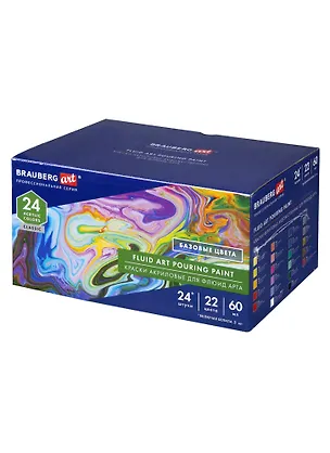 Краски акриловые для техники Флюид Арт (POURING PAINT) НАБОР 22цв 24шт*60мл, BRAUBERG ART, 192237 2970674