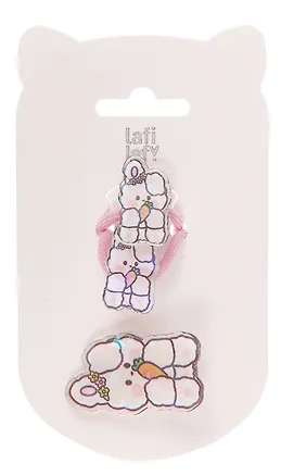 Набор Kawaii Кролики (2 резинки, 1 заколка) (пластик) (12-03907-B8) (Lafilaf) 3048638