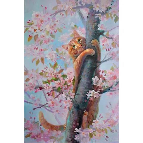 Алмазная мозаика Кот на дереве, 40*50 см. 2875858 — 1