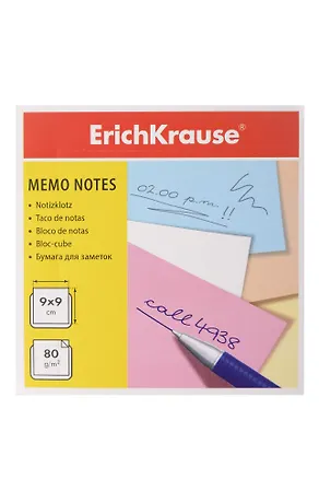 Блок для записей, 90х90 мм, цветной, Erich Krause 3148162