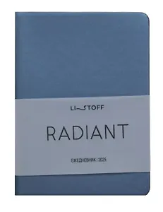 Ежедневник дат. 2025г А6 176л "Radiant" серо-синий, интегр.переплет, иск.кожа, термотиснение, покрытие Soft Touch, скругл.углы, тонир.блок, ляссе, инд.уп