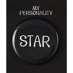 Значок круглый Star (черный) (металл) (38мм)