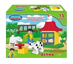Конструктор пластиковый, Рыжий Кот Ферма К-4073 15дет., коробка 24,5*19*7см