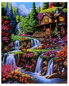 Картина по номерам холст на подрамнике "Цветущий водопад", 40 х 50 см