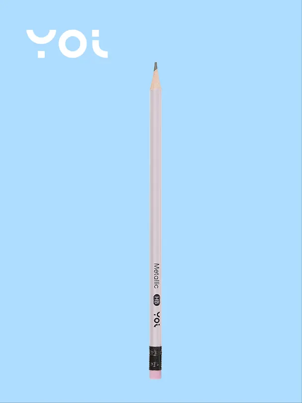 Карандаш чернографитный с ластиком «Metallic», Yoi, HB, в ассортименте 3039147 — 3