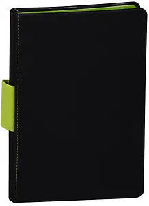 Ежедневник недат. А5 96л "СОФТ-ТАЧ" черный, тв. переплет, тонир.блок, салатовый срез, ляссе, Escalada 
