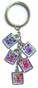 Сувенир, Брелок металл гирлянда Матрешки на сером I LOVE ROSSIA [46-9188]