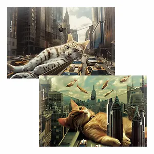 Папка-конверт А4 на кнопке "Big City Cats", пластик, ассорти, Erich Krause