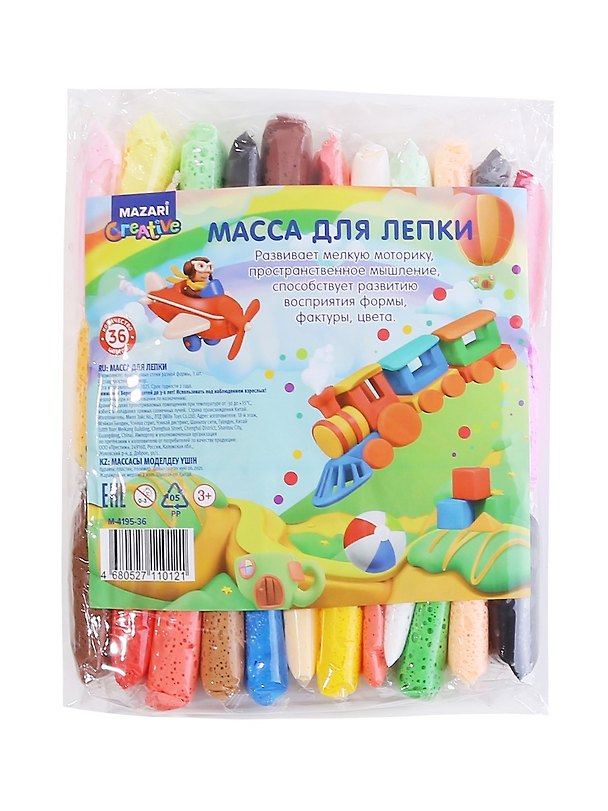 Mасса для лепки Mazari Creative, 36 цветов по 10 г. (+пластиковые стеки 3 шт.) (3+) 2927640 — 1