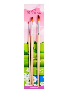 Кисти 03шт «Весна» синтетика круглая №0, №8 овал №8