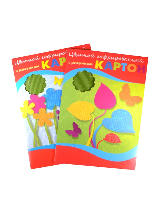 Цветной картон «Птички и бабочки», 5 цветов, 5 листов, А4, гофрированный с рисунком - BG 238986 — 1