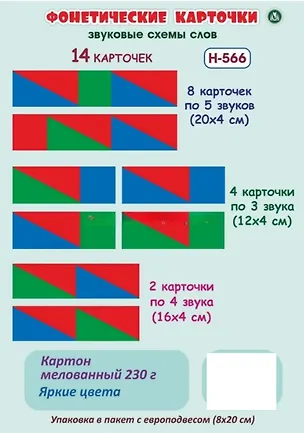 Книга Фонетические карточки. Звуковые схемы. ( В наборе 14 карточек разных видов: 8 карточек по 5 звуков, 4 карточки по 3 звука, 2 карточки по 4 звука) ()