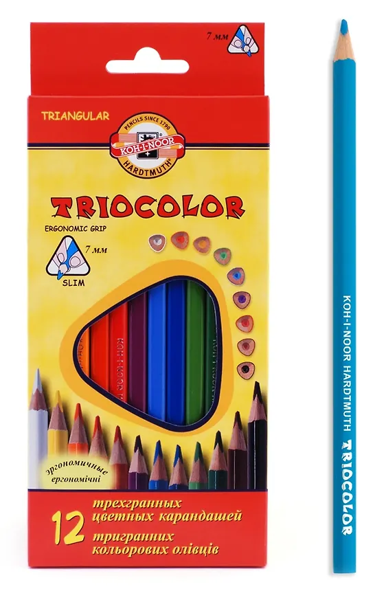 Карандаши цветные Koh-I-Noor, Triocolor, 12 цветов 214181 — 1