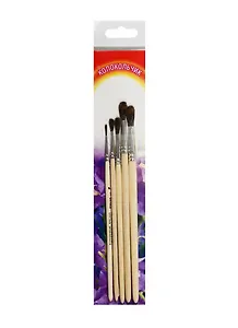 Кисти 5шт белка круглая №1, №2, №3, №4, №5 "Колокольчик"