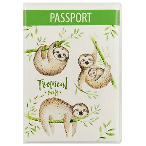 Обложка для паспорта Ленивцы (ПВХ бокс) (ОП2018-189)