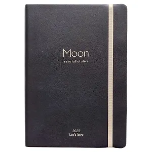 Ежедневник дат. 2025г. А5 176л "Universe" черный, иск.кожа, мягкий переплет, резинка, шелкография, тонир.блок, ляссе