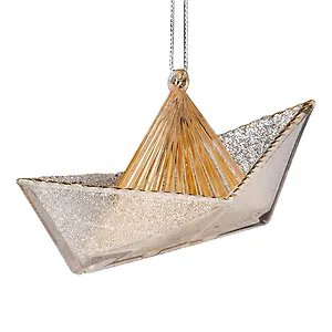 Новогоднее подвесное украшение ErichKrause Decor Кораблик золотой (пластик) (13см) (58882)