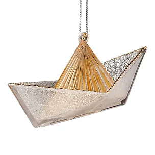 Новогоднее подвесное украшение ErichKrause Decor Кораблик золотой (пластик) (13см) (58882) 3177035