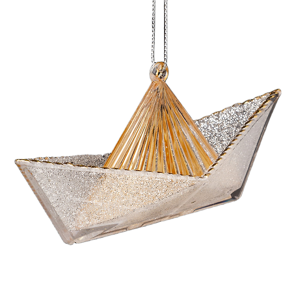 Новогоднее подвесное украшение ErichKrause Decor Кораблик золотой (пластик) (13см) (58882) 3177035 — 1