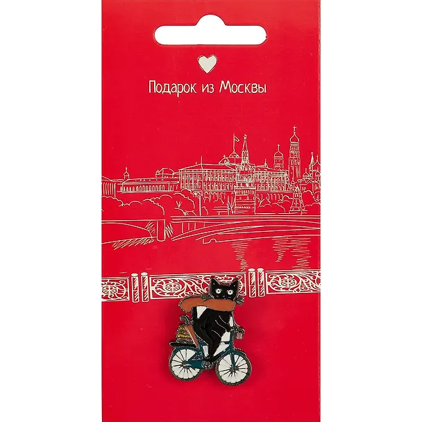 Значок Москва Котик на велосипеде (Подарок из Москвы) (металл) (12-08599-018) 2737232 — 1