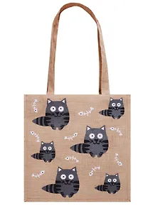 Сумка джутовая M Коты (32х34х18) (12-Eline-4-M)