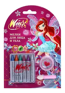 Мелки для тела 06цв металлик, с блестками, аппликатор, блистер, WINX