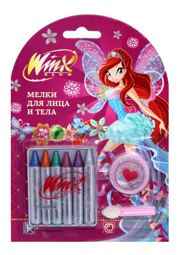Мелки для тела 06цв металлик, с блестками, аппликатор, блистер, WINX 223494 — 1