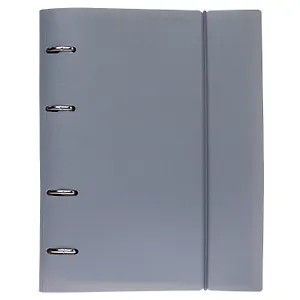 Тетрадь 120 листов, клетка, "Canvas" серая, на кольцах, на резинке