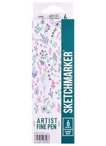 Ручки капиллярные 6цв Artist fine pen Dark colors, к/к, Sketchmarker