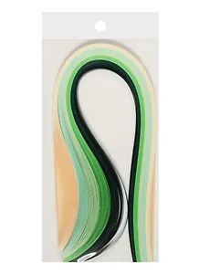 Бумага для квиллинга в пакете с подложкой (5mm) (120 листов) (52cm) оттенки зеленого (11-23988