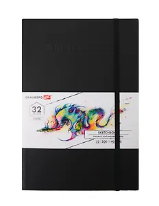 Скетчбук 140*210 32л "ART PREMIERE" черный, 200г/м2, бумага "бристоль", кожзам, резинка
