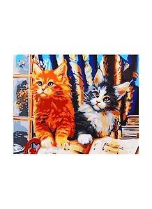 Набор д/творчества Рыжий кот Холст с красками 17х22см по номерам. (14 цв.) Милые котики ХК-3616
