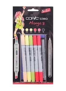 Набор маркеров Copic Ciao "Манга 8", 5 цветов + мультилинер 0.3 мм