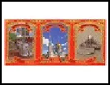 ГС магнит на красном фоне металл бумага Омск Коллаж 10*4,5 см 437624, шт 2322565