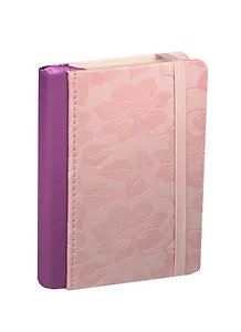 Записная книжка А6 96л "Цветы" на резинке, сиреневая,  Link Art