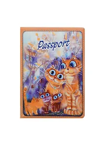 Обложка для паспорта Cats in the City (Дружная семья)