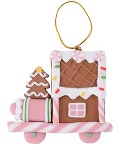 Новогоднее подвесное украшение Пряничный паровозик (полимерная глина) (8х8)