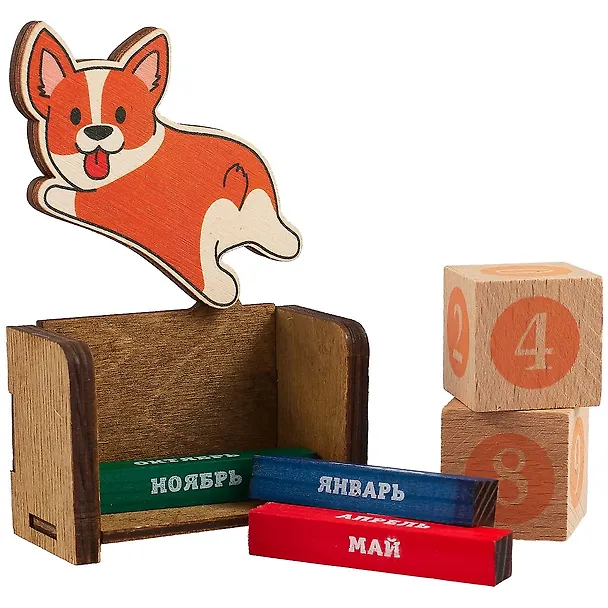 Календарь вечный Корги 7х11,5х3 (дерево) (ВК2019-015) 2736692 — 2