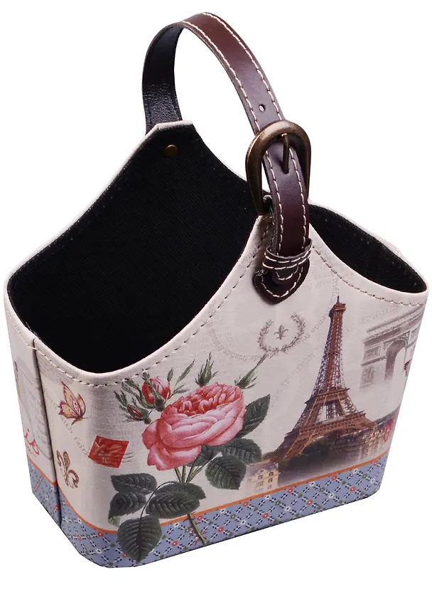 Корзинка для мелочей с ручкой Роза и Ейфелева башня 18*25см 12-06649-JC02-4 2576104 — 1