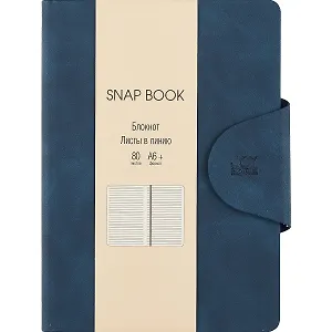 Записная книжка А6 80л лин. "Snap book. No 6" иск.кожа, интегр.переплет, клапан, термотиснение, ляссе, инд.уп.