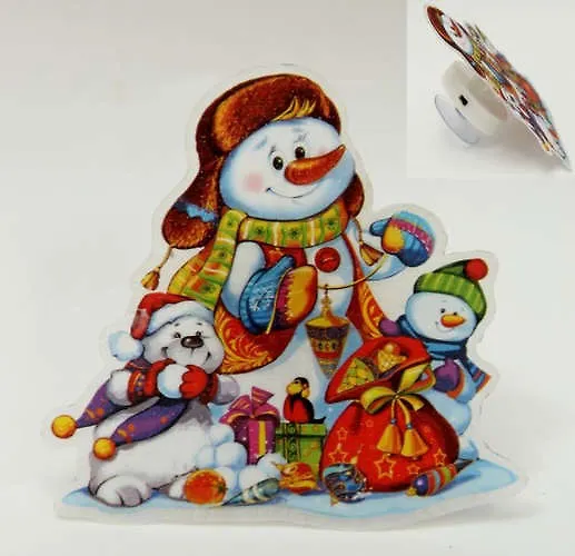 Украшение Снеговик 11*11*3см, пвх/со светодеодной подсветкой 327090 — 1