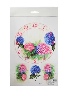 Рисовая карта для декупажа Розовый циферблат с гортензиями (АМ400005) (21х29см) (упаковка)