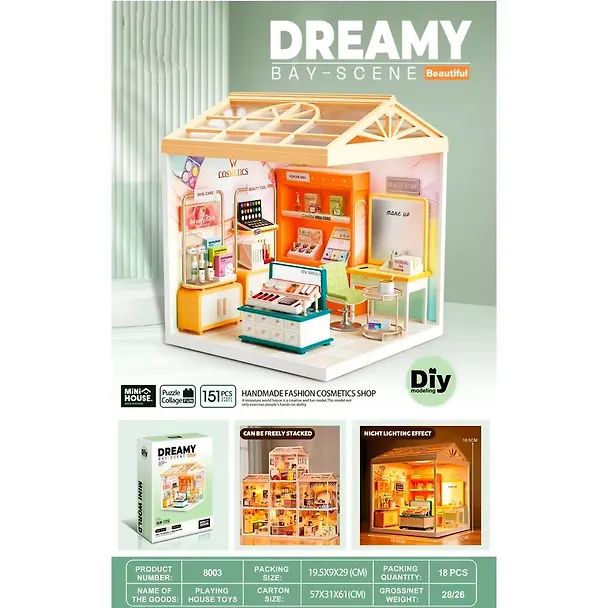 8003 Конструктор интерьерный для детского творчества – сборный домик Fairy Care «Изысканный салон моды и красоты», количество деталей - 151 (материалы: пластик, металл, картон), со световыми эффектами 3140305 — 2